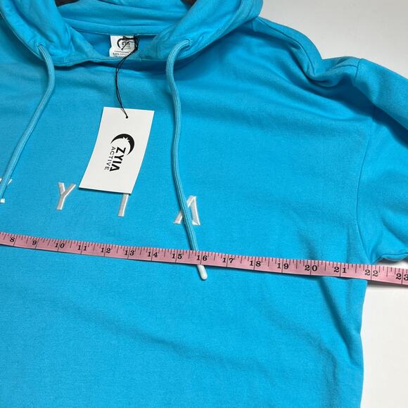 Zyia Cropped Hoodie Sweatshirt Blue Size Large - Picture 6 of 8